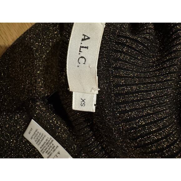 A.L.C. Minka Flutter Sleeve Sweater Black Gold Size XS $300 - Picture 3 of 5
